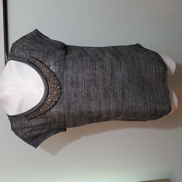 STUDIO Y Women's Black Heather-Bling Scoop Neck-SSleeve T-Shirt-EUC-Sz XL - Picture 1 of 15